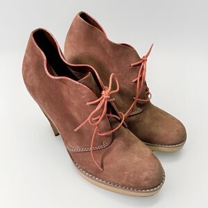 Cole Haan Suede Lace-Up Booties Tan Women’s 7.5B High Heel Ankle